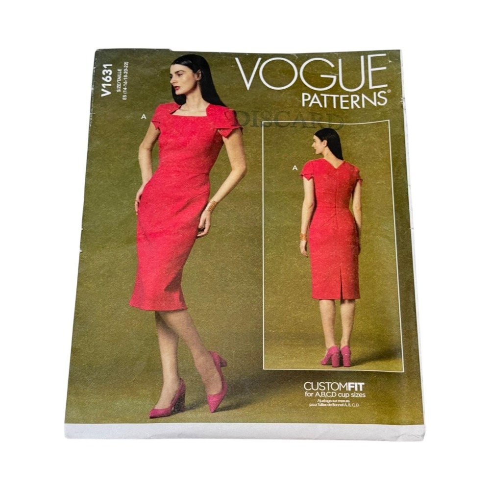 Vogue V1631 Sewing Pattern Dress Size 14-16-18-20-22 Custom Fit Bust New Uncut